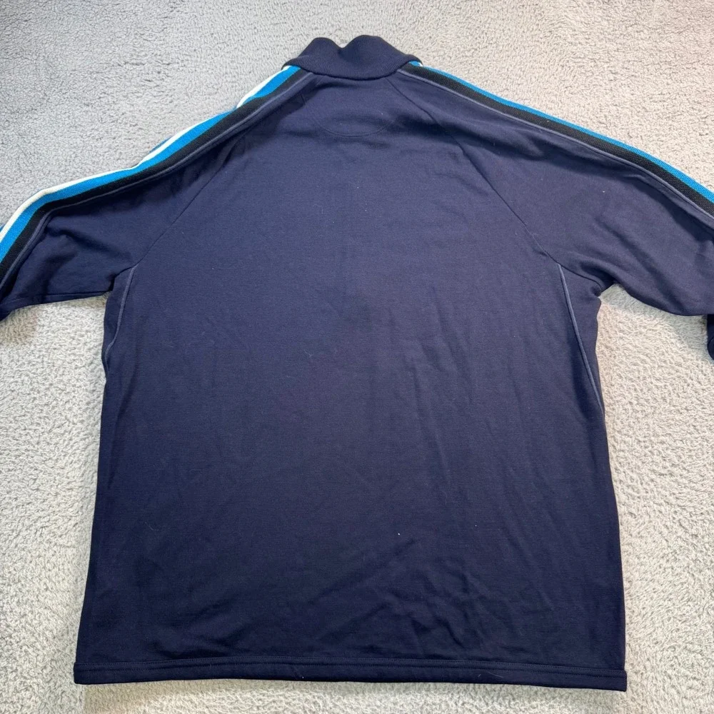 Icebreaker Merino Wool Quarter Zip Pullover Mens XL Navy Blue Striped 1001538